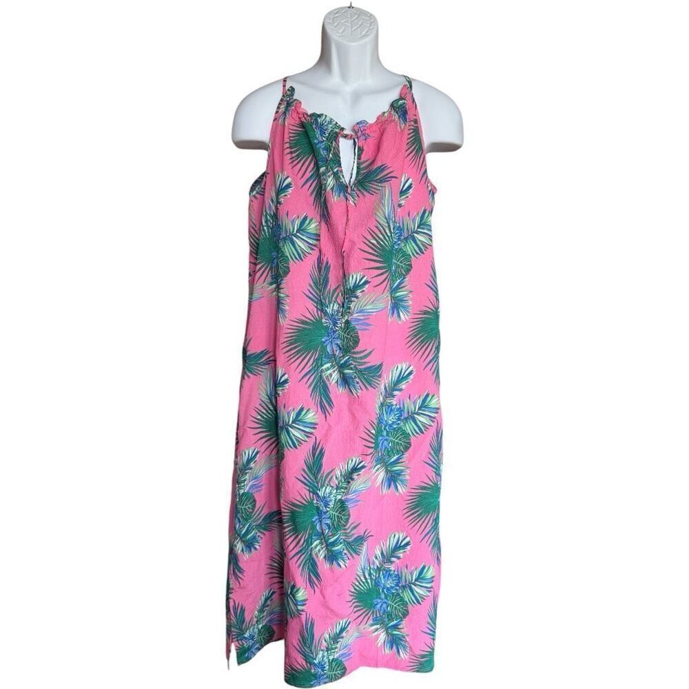 NWT Womens Yumiday High Neck Tropical Palm Flowy Airy Dress Maxi Dress  - Sz M